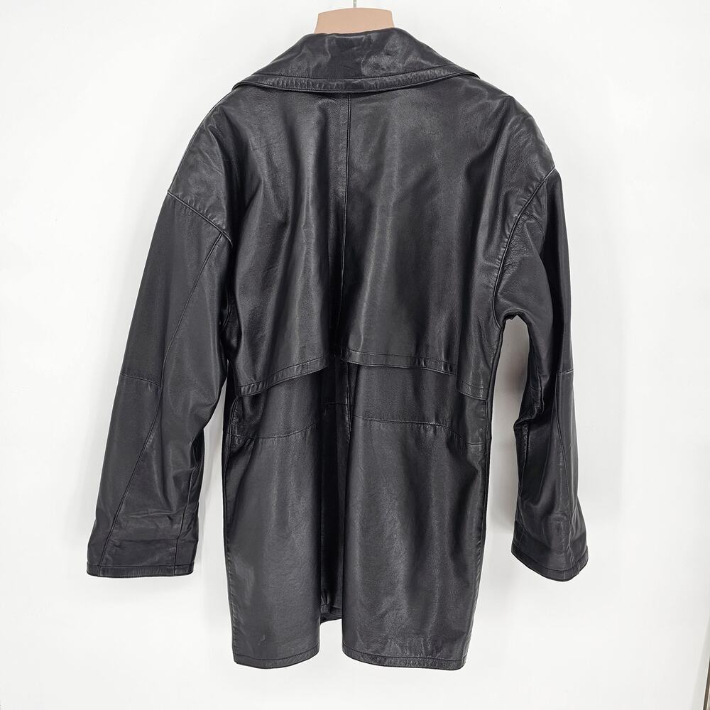 VTG Bagatelle 100% Leather Biker Moto Coat Large Goth Grunge Matrix Mob Wife - Picture 2 of 7